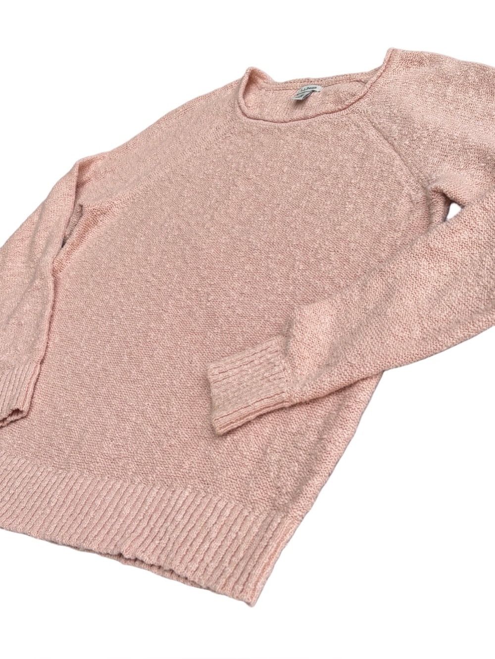L.L.Bean 100% cotton textured knit sweater rolled neck pullover women's size M - Picture 3 of 7